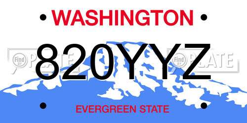 820YYZ Washington License Plate