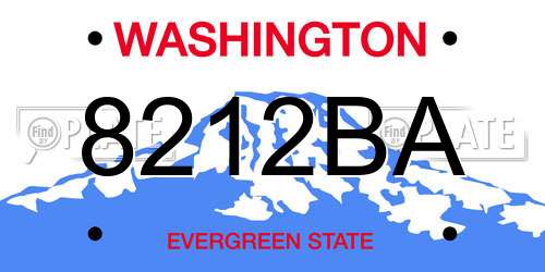 8212BA Washington License Plate