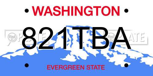 821TBA Washington License Plate