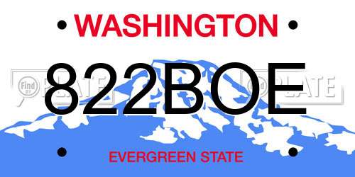 822BOE Washington License Plate