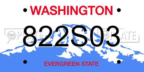 822S03 Washington License Plate