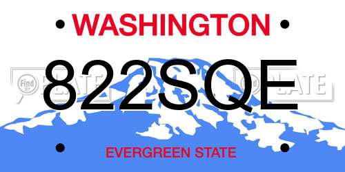 822SQE Washington License Plate