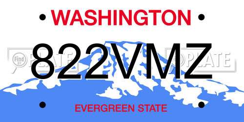822VMZ Washington License Plate