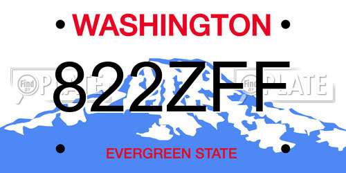 822ZFF Washington License Plate
