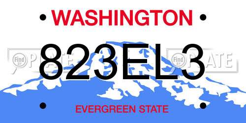 823EL3 Washington License Plate