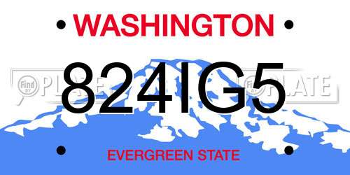 824IG5 Washington License Plate
