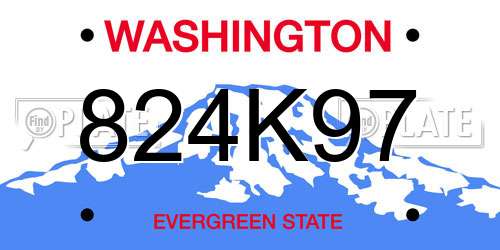 824K97 Washington License Plate