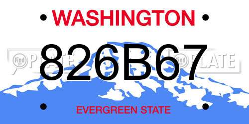 826B67 Washington License Plate