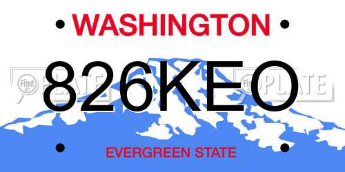 826KEO Washington License Plate