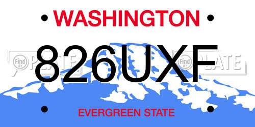 826UXF Washington License Plate