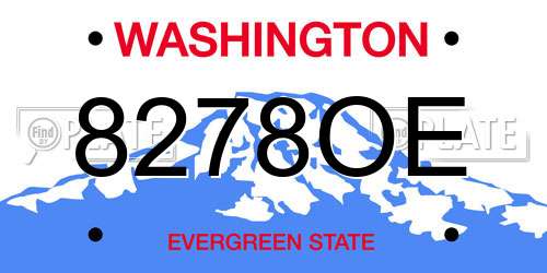 8278OE Washington License Plate