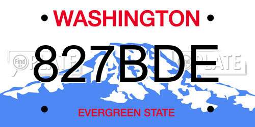 827BDE Washington License Plate