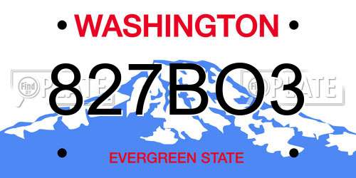 827BO3 Washington License Plate