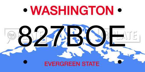 827BOE Washington License Plate