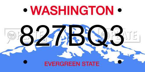 827BQ3 Washington License Plate