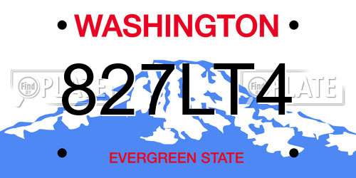 827LT4 Washington License Plate