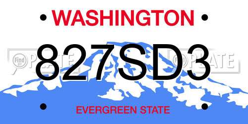 827SD3 Washington License Plate