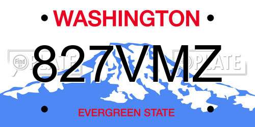 827VMZ Washington License Plate