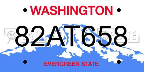 82AT658 Washington License Plate
