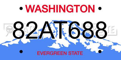 82AT688 Washington License Plate