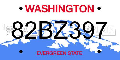 82BZ397 Washington License Plate