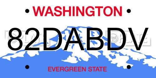 82DABDV Washington License Plate