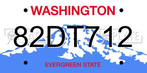 82DT712 Washington License Plate