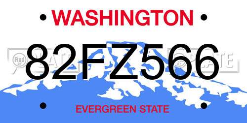 82FZ566 Washington License Plate