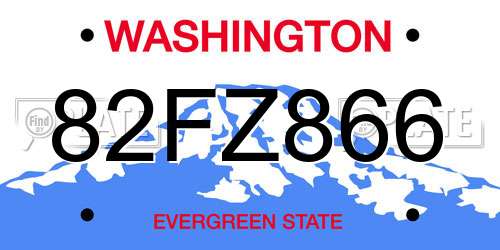 82FZ866 Washington License Plate