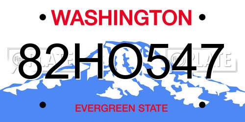 82HO547 Washington License Plate