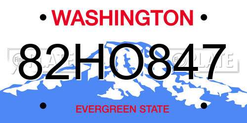 82HO847 Washington License Plate