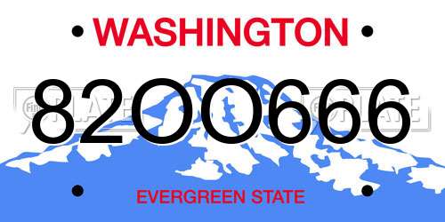 82OO666 Washington License Plate