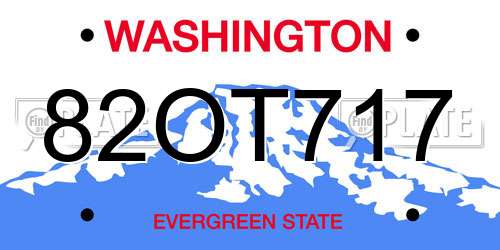 82OT717 Washington License Plate