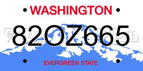 82OZ665 Washington License Plate