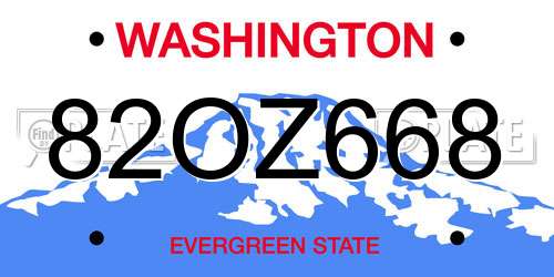 82OZ668 Washington License Plate
