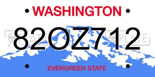 82OZ712 Washington License Plate