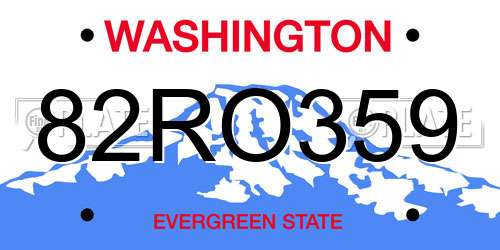 82RO359 Washington License Plate