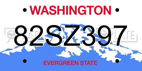 82SZ397 Washington License Plate