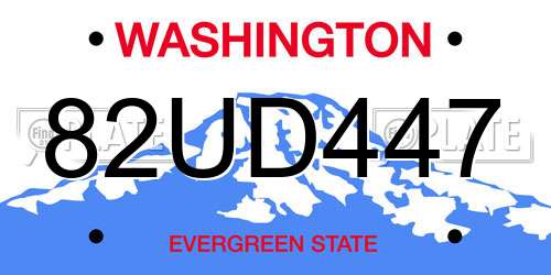 82UD447 Washington License Plate