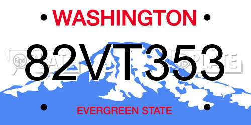 82VT353 Washington License Plate