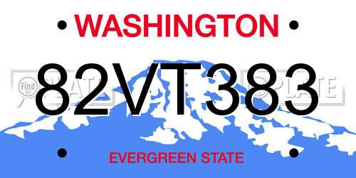 82VT383 Washington License Plate