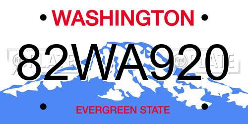 82WA920 Washington License Plate