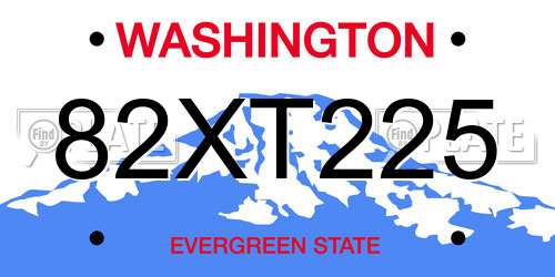82XT225 Washington License Plate