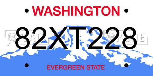 82XT228 Washington License Plate