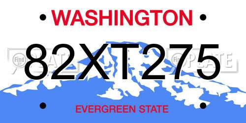 82XT275 Washington License Plate