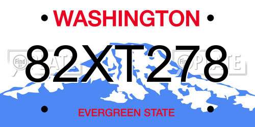 82XT278 Washington License Plate