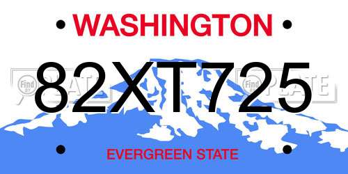 82XT725 Washington License Plate