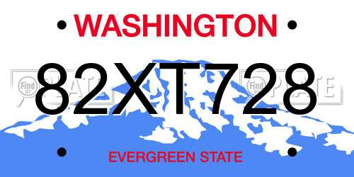 82XT728 Washington License Plate