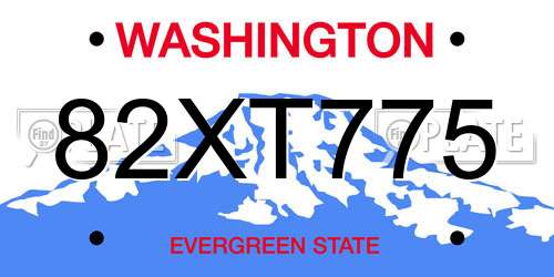 82XT775 Washington License Plate