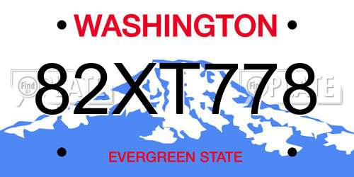 82XT778 Washington License Plate